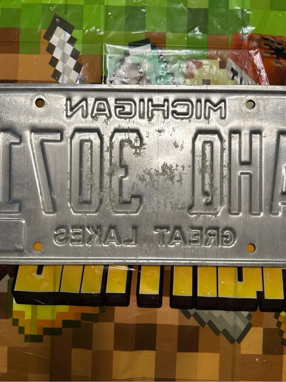 Michigan Metal License Plate Wall Decor - Silver Finish